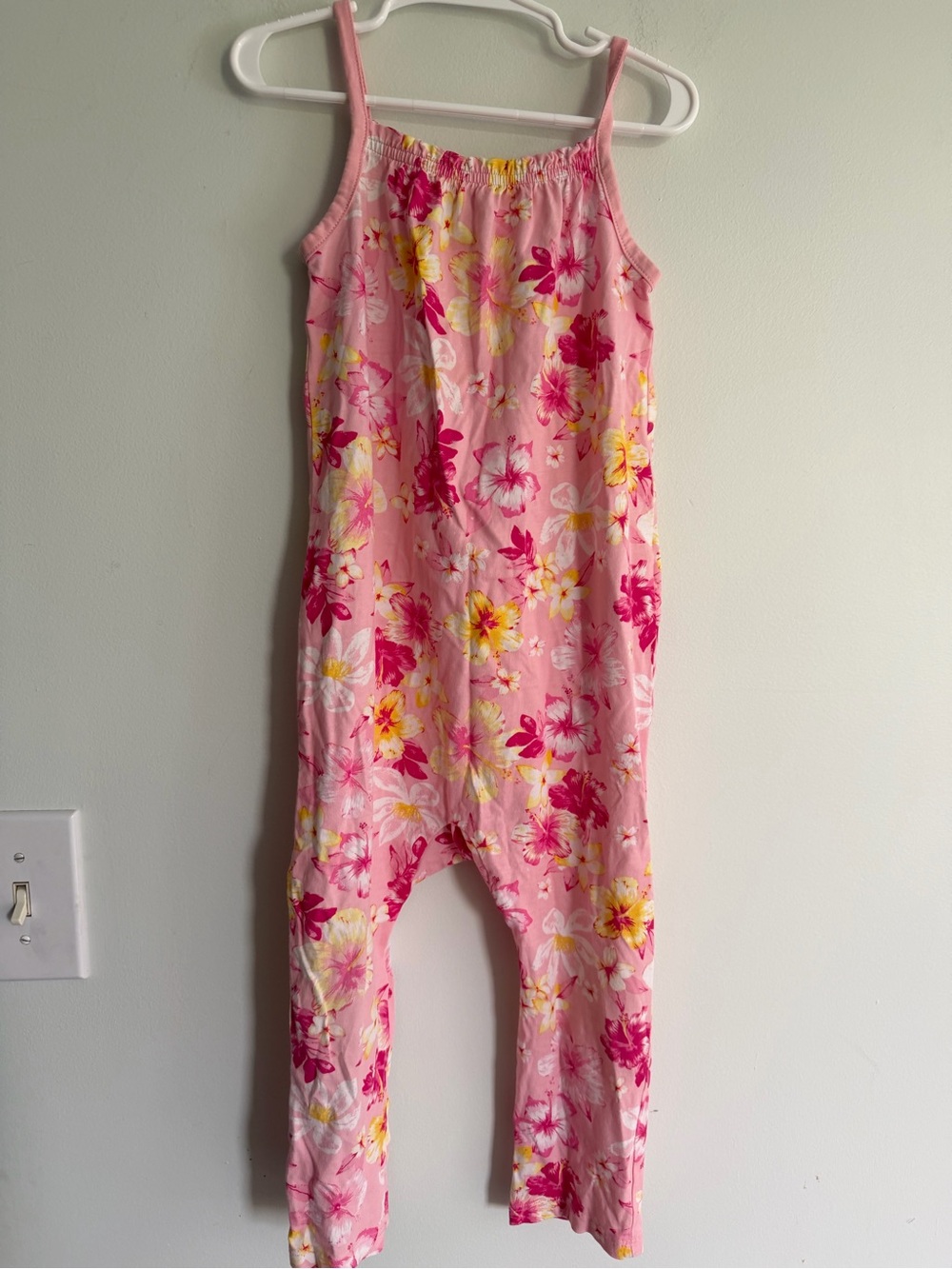 H&M Girls' Pink Hawaiian Floral One-Piece Jumpsuit